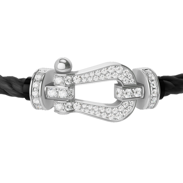 Force 10 Large White Gold and Pav&eacute; Diamond Cable Bracelet
